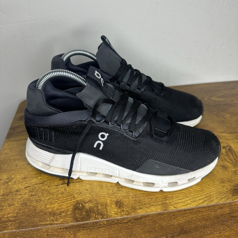 On Cloud Cloudnova Womens Size 8 Black White Running Shoes Cloudtec